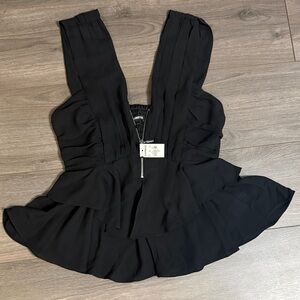Express Elegant Black Sleeveless Peplum Top